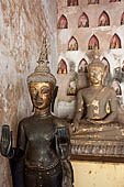 Vientiane, Laos - Wat Si Saket, The gallery around the sim houses thousands of Buddha statues in various mudras, dating  from the 16th century. 